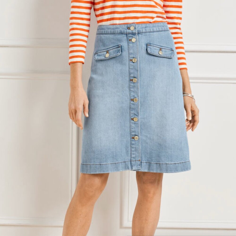 Talbots NWT Demi A-Line Midi Skirt - Salt Wash - Size 22W
